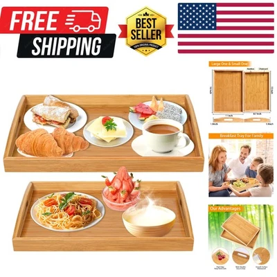Bandejas de bambú natural con asas ergonómicas - perfectas para servir y limpiar Foto 1 de 4