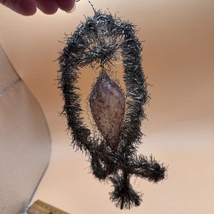 Antique Victorian Xmas Ornament Blown Glass Pink Wire Wrap Tinsel Feather Tree - Picture 1 of 6