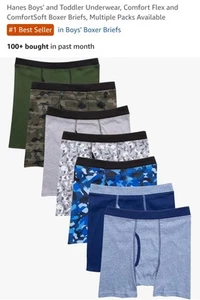 Hanes Boys  and Toddler Underwear Comfort Flex Boxer Briefs Multiple Pack Size L - Picture 1 of 2