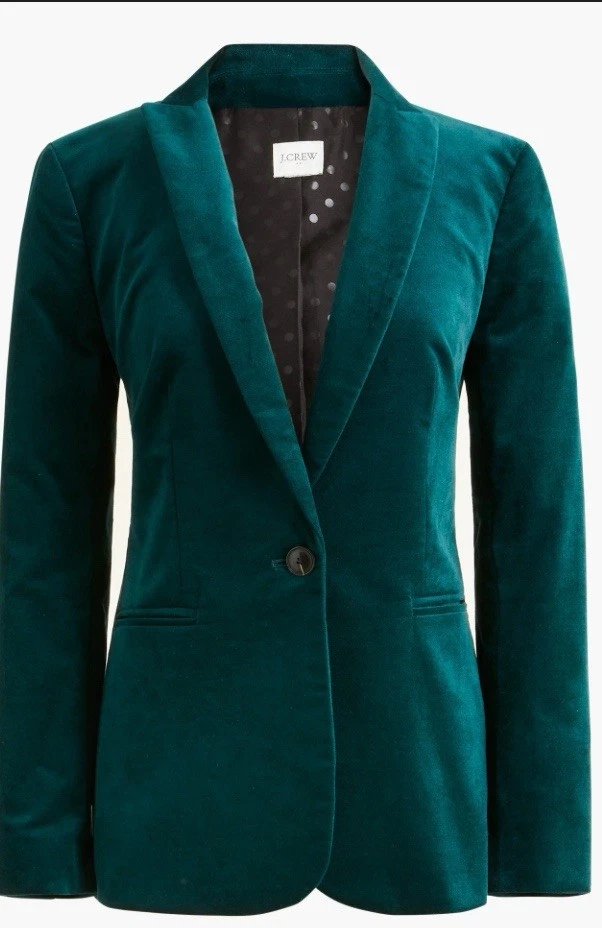 Blazer de terciopelo para mujer J.CREW Old Forest Green Parke Foto 1 de 3