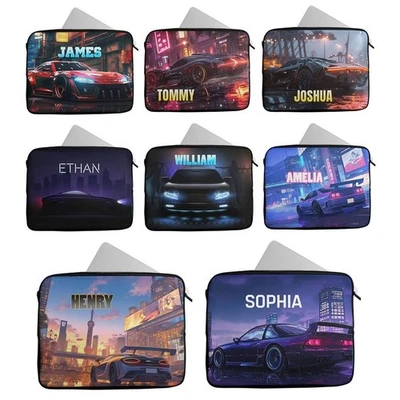 Personalised Car Design Laptop Case Sleeve Any Name Tablet Bag Gift 3 - Image 1 of 4