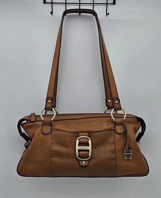 Cartera de cuero marrón vintage ETIENNE AIGNER, asas dobles, encanto de bolso, años 2000 Foto 1 de 4