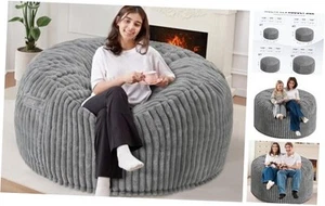  Bean Bag Chair, 3' Big Bean Bags with Memory Foam Filled, Large 3 FT Grey - Picture 1 of 7