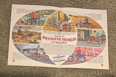 Motocicleta Yamaha 1966 vintage 4 pg folleto guía anuncio #24319 Foto 1 de 3