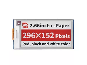 Waveshare 2.66in E-Paper E-Ink Display Module for Raspberry Pi Pico 296×152 SPI - Picture 1 of 5
