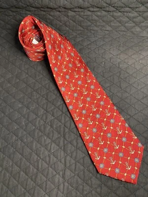 ARTEFACTOS DE MUSEO Anclas Marítimas Corbata Roja 100% Seda AOP 61 / 3.75 Foto 1 de 4