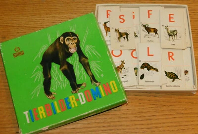 ANCIEN SPIKA domino ALPHABET des ANIMAUX tierbilder DOMINOS game JEU vintage EVP - Photo 1/4