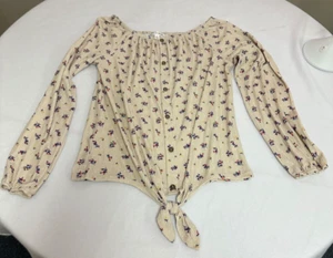 Girls Love My Girl - Long Sleeve Top Size XL Beige with Flowers - Picture 1 of 4