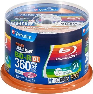 Verbatim VBR260RP50SV1 Blank Blu-ray BD-R DL 50GB 1-6x 50pcs from Japan new F/S - Image 1 of 2