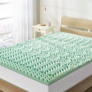 1.5 Inch Queen Size 5 Cooling Zone Memory Foam Mattress Topper with Aloe Vera - Picture 1 of 8