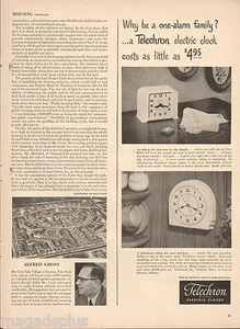 Reloj eléctrico Telechron 1949 de colección anuncio impreso original - Imagen 1 de 1