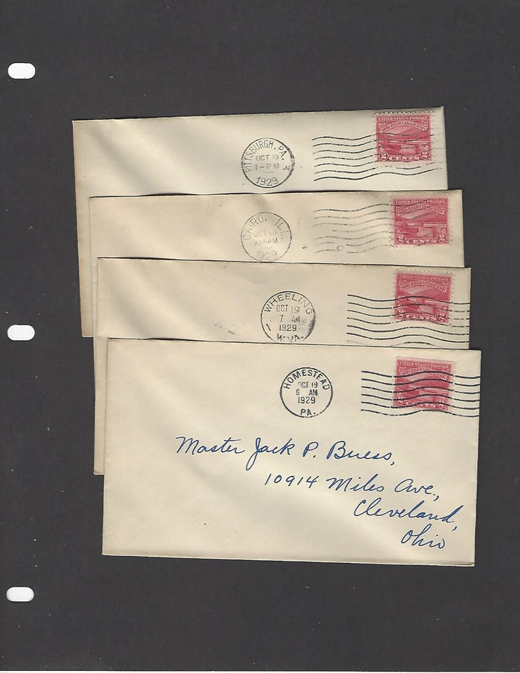 #681 2c OHIO RIVER ISSUE FDCS LOT OF 4 ALL DIFF CITIES OCT 19-1929 - Image 1 of 1