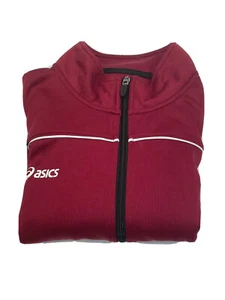 ASICS Rouge Full Zip Track Costume Haut Veste Taille Large Manches Longues Vêtements Athlétiques - Photo 1/10