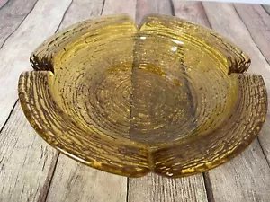 "Cenicero de vidrio vintage Anchor Hocking ámbar dorado patrón LIDO SORENO 8,75""" - Imagen 1 de 4