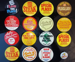 Pinbacks Burger King de colección, 1 clip lenticular y pequeño - 16 piezas en total - Imagen 1 de 5