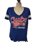 Chicago Cubs Blue Short Sleeve V-neck T-Shirt | Women's Size 2XL XXL