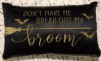 Almohada de Halloween Bruja Escoba Murciélagos Casa de vacaciones Ropa de cama inquietante Decoración NUEVO Foto 1 de 2