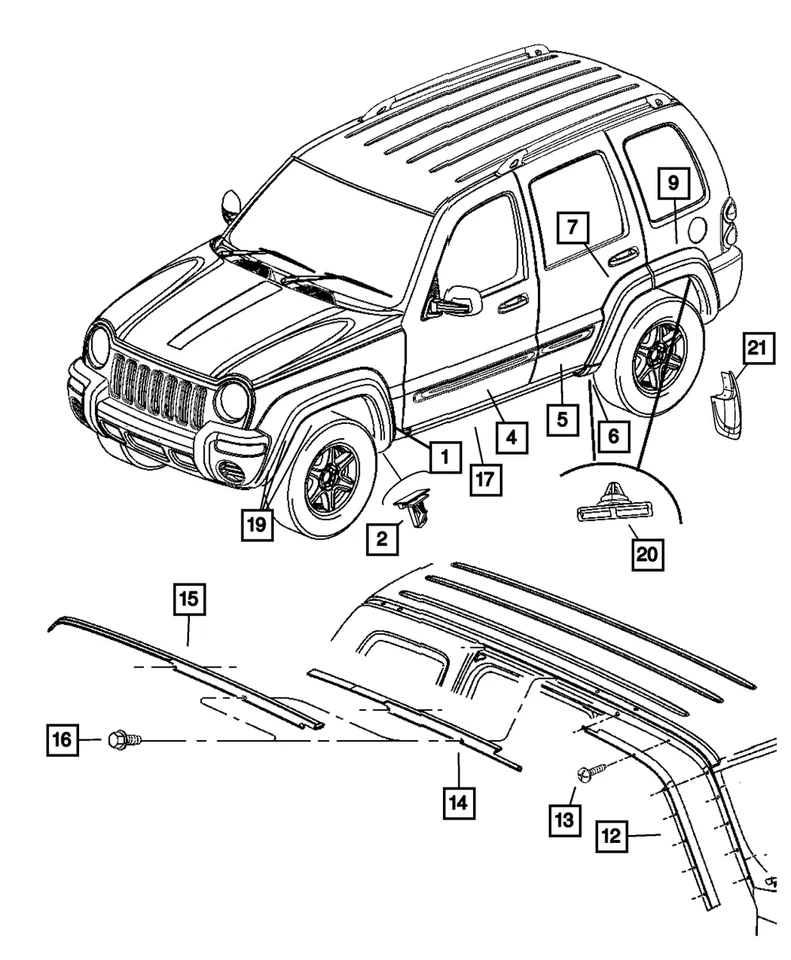 Moldura trasera derecha Jeep Liberty 2002-2004 original Mopar puerta triple 5GF30HS5AD Foto 1 de 1