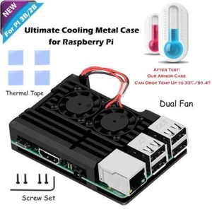 Ventilateur à double ventilateur avec boîtier pour Raspberry Pi 3B + / 3B / 2B - Afbeelding 1 van 12