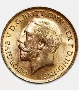 Goldmünze Großbritannien 1914 1/2 Sovereign mit Stempelrissfehler - George V, Stempelglanz - Bild 1 von 4