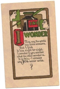 Antique Hugo Wessler Postcard "I Wonder" Poetry Divided Back 1907-1915 - Picture 1 of 2