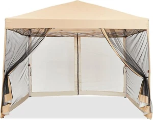 10x10ft Canopy Outdoor Screen Tent with Mesh Mosquito Netting Side Walls - Picture 1 of 6