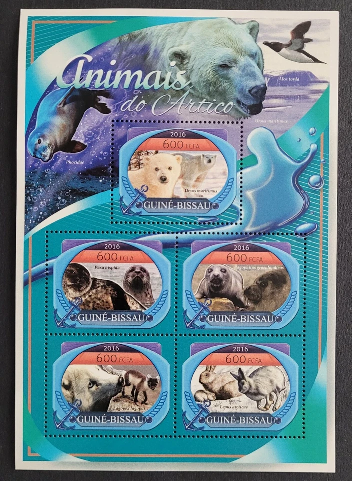 Guinea-Bissau 2016 / Fauna - Arctic Animals - Polar Bear ... / 5v ms - Image 1 of 1