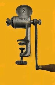 Picadora de carne universal #2 picadora de alimentos EE. UU. mango de madera hierro fundido de colección - Imagen 1 de 6