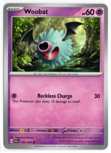 Pokemon Paldean Fates 032/091 Woobat - Picture 1 of 1