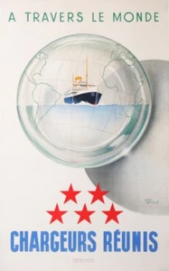 ROUILLE JEAN CHARGEURS REUNIS A TRAVERS LE MONDE 1950 VINAGE POSTER - Picture 1 of 1