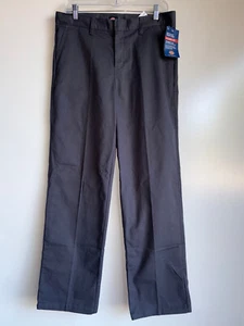 NWT DICKIES Boys Straight Leg Pants Size 18 Husky Gray Flat Front Classic Fit - Picture 1 of 10