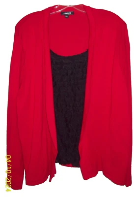 Elementz SWEATERTop Red W Black Tiered Front  2-Fer Blouse Sz 2X CHEST 50" - Image 1 of 4