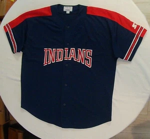 Vintage MLB Starter Cleveland Indians Trikot Gr. 2XL Herren blau rot bestickt - Bild 1 von 13