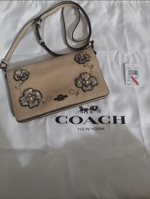Coach Hayden Rose Foldover Crossbody Clutch with Leather Sequin Applique 31757 - Image 1 of 4