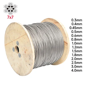 Edelstahl Drahtseil Stahlseil Edelstahlseil Nirodraht 0,3mm 0,4mm 0,5mm bis 4mm - Bild 1 von 6