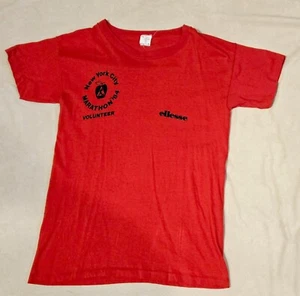 VTG 1984 ELLESSE NYC MARATHON VOLUNTEER T-SHIRT - SINGLE STITCH - NEW YORK CITY - Picture 1 of 9