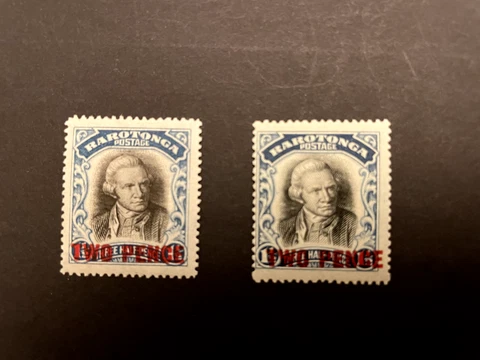 Cook Islands: 1931, Surcharged Pair, With and Without Watermark, MLH Cover