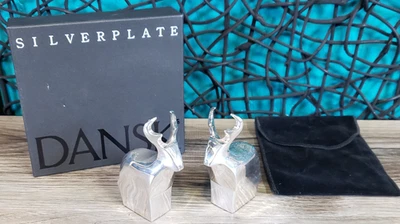 Juego de 2 figuras de animales de reno Gunnar Cyren de colección Dansk plateadas Foto 1 de 4