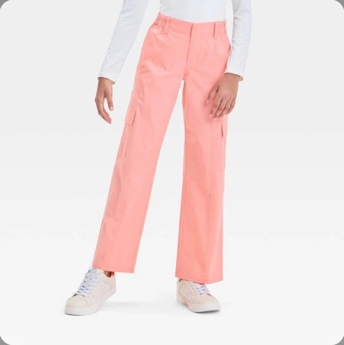 NEW Girls Cargo Pants Art Class Pink Mid Rise Relaxed Straight Baggy XXL (16/18) - Image 1 of 1