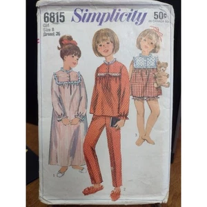 Camisón y pijama vintage con patrón de simplicidad 6815 para niños y niñas (1966) - Imagen 1 de 2