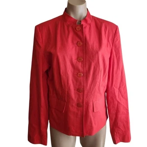 Vintage Red Linen Blend Career Office Fashion Blazer Coat Size 14 JG Hook - Picture 1 of 8