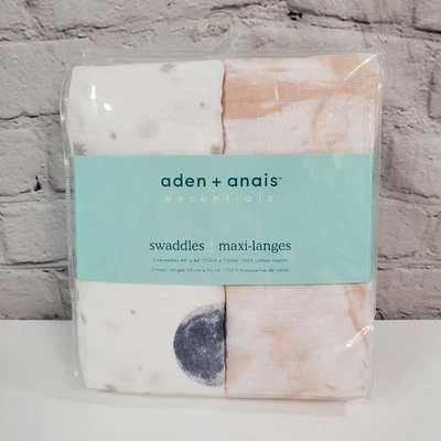 Pañales de algodón muselina Aden + Anais To The Moon 2pk NUEVO 44"x44" Foto 1 de 4