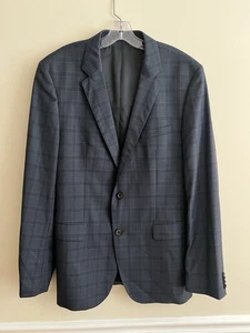 BOSS HUGO BOSS 100% WOOL NAVY CHECK SPORTS SUIT COAT BLAZER - EUC - 42L - Picture 1 of 8