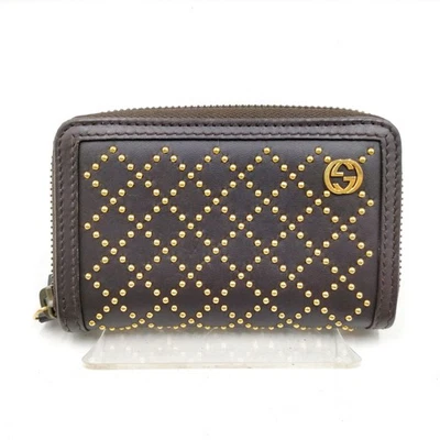 SIN TARIFA Gucci Estuche para Monedas Diamante Cartera Tachonada Cuero Marrón 2276327 Foto 1 de 4
