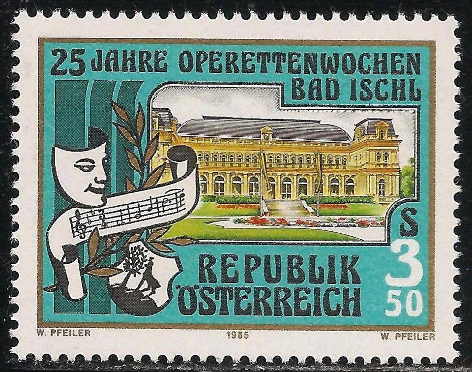 Austria #1320 (A710) VF MNH - 1985 3.50s Kurhaus, Bad Ischl Operetta Festival - Image 1 of 1
