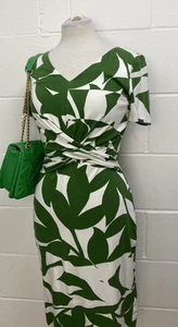 BNWT Phase Eight Gladys Abstract Leaf Print Green & White Dress UK 10 - Picture 1 of 6