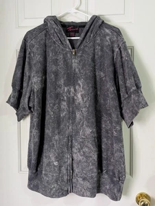 Torrid S/S Full Zip Hoodie Womens Plus 4 Gray Black Marble Pockets Fleece Sweats - Picture 1 of 6