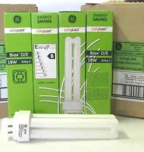 10 x GE Biax D/E LongLast 18w G24Q2 4pin 3000k PL lamp F18DBX/SPX35/4P - Picture 1 of 4