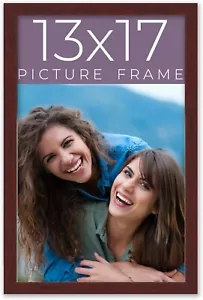 13x17 Frame Brown Solid Wood Picture Frame Width 0.75 Inches with UV Acrylic - Picture 1 of 11