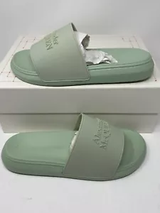 $290 Mens Alexander McQueen Hybrid Logo Slides Sandals Mint Green Pistacchio 40 - Picture 1 of 12